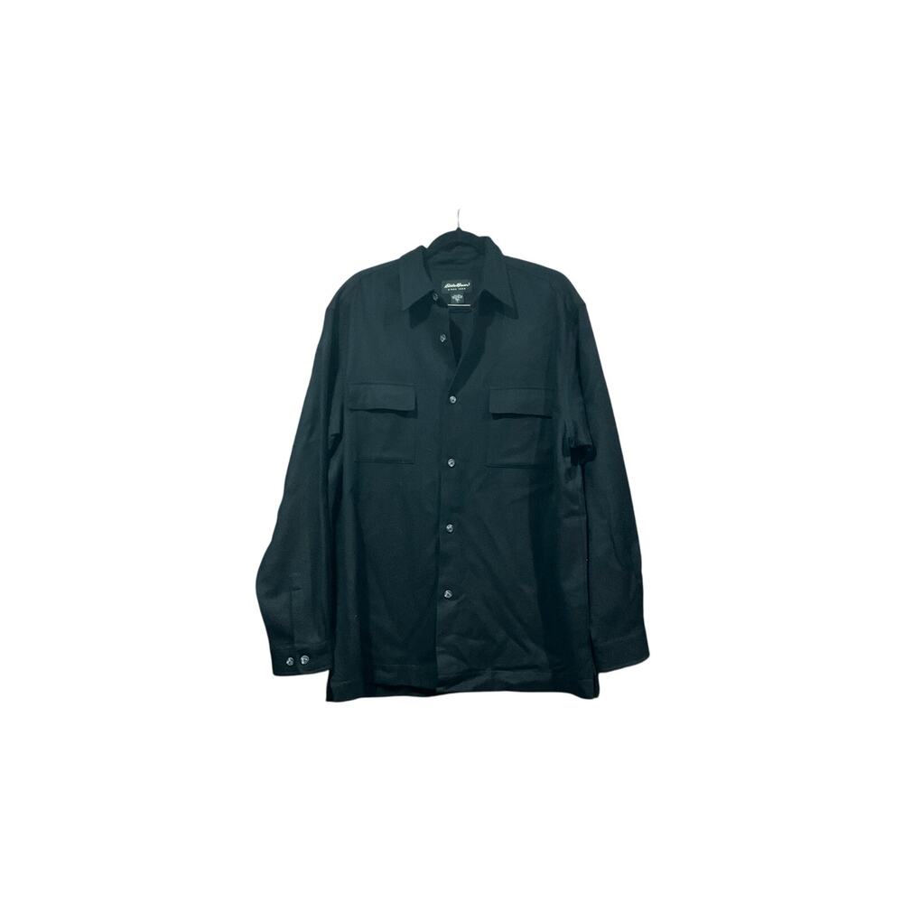 Eddie Bauer Wool Button Up Men Large Tall Black